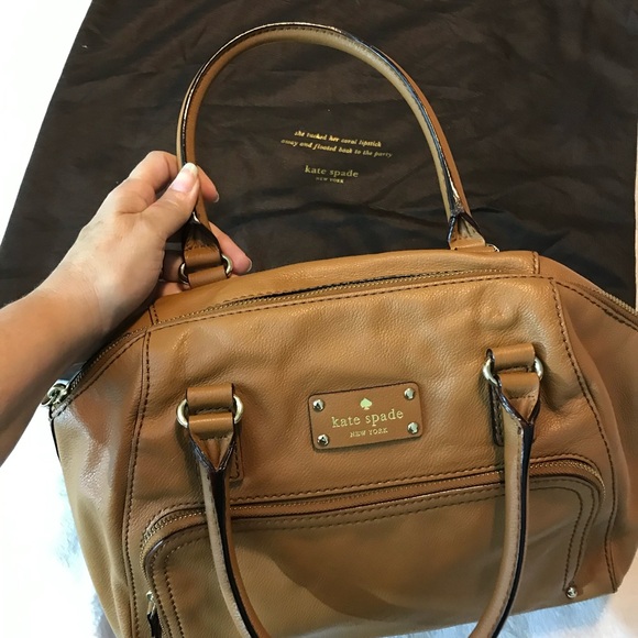 Kate Spade New York Tote Bag Purse Cognac Brown Leather Handbag with dust bag - Picture 11 of 16
